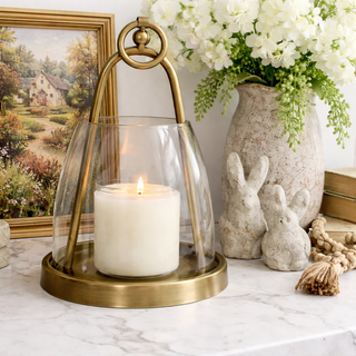 11" Glass / Iron Hurricane Lantern