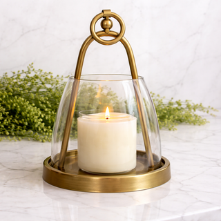 11" Glass / Iron Hurricane Lantern