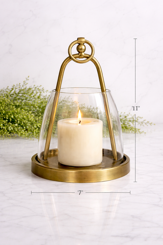 11" Glass / Iron Hurricane Lantern