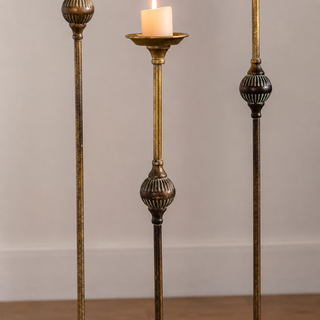 French Style Iron Floor Candle Holders - Large