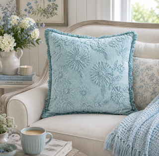 Cloud Blue Large Zinna Pillow - 20"