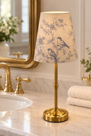 LED Lamp - Blue Toile Lampshade