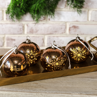 Copper Color LED Ornaments - Set of 4