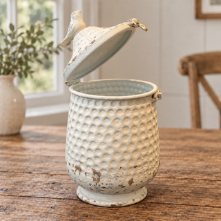 Cottage Keepsake Canister - Medium Distressed White