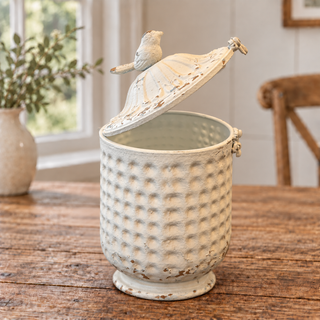 Cottage Keepsake Canister - Large, Distressed White
