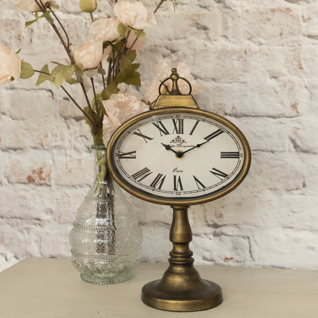Tabletop Antiqued Gold Clock
