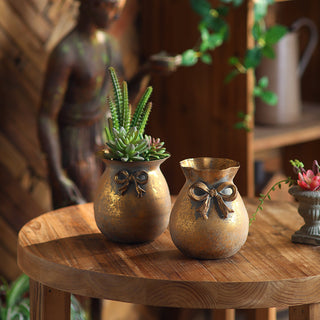 The Ribboned Gold Vase (Set of 2)