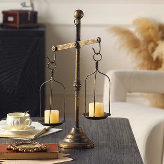 Vintage Gold Balance Scale - Candle Holder