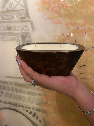 River Chic Candles - 2 Wick Small Mini - Indy Dough Bowl Candle - Barn Wood Brown