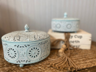 Set of two - Vintage Trinket Boxes - Sea Glass