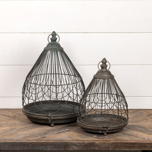 Set of 2 Distressed Decorative Cloches