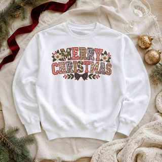 Merry Christmas Floral Plaid Sweatshirt