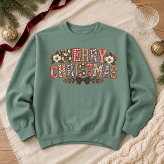 Merry Christmas Floral Plaid Sweatshirt