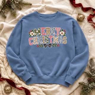 Merry Christmas Floral Plaid Sweatshirt