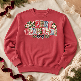 Merry Christmas Floral Plaid Sweatshirt