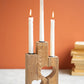 Triple Reclaimed Heart Wood Taper Candle Holder