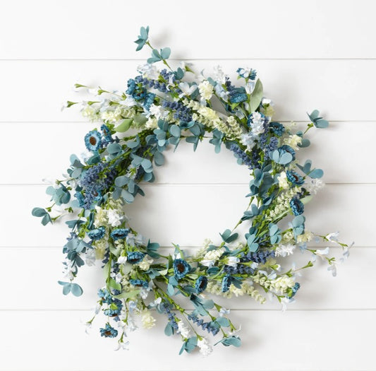 Shades of Blue Flowers Wreath