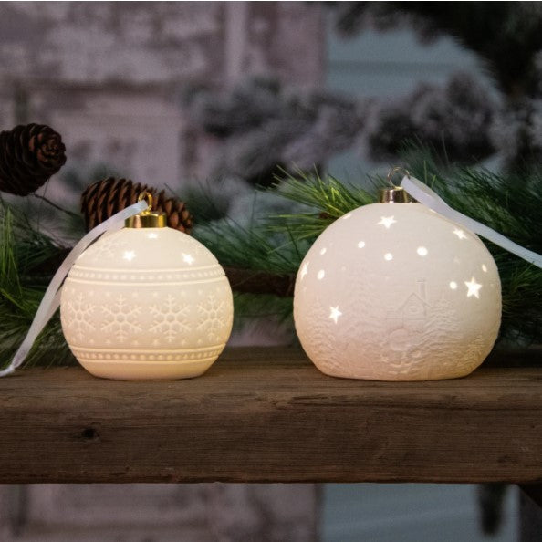 Ceramic Bisque Light Up Ornaments, White