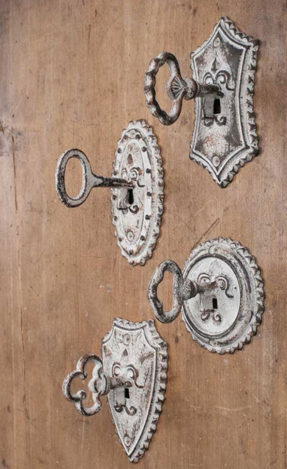 Set of Four Vintage Key Metal Hooks