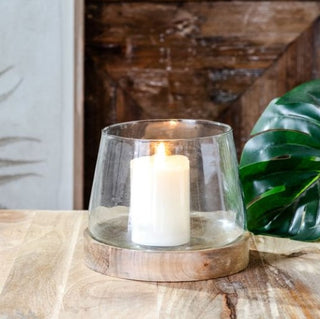 Glass Cylinder with Wooden Base - 7"