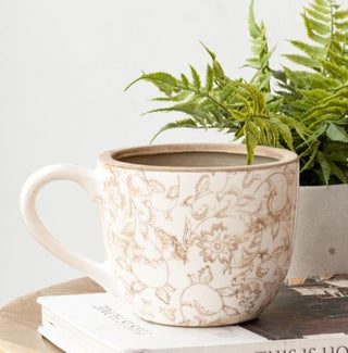 Heirloom Tea Cup Planter - Beige