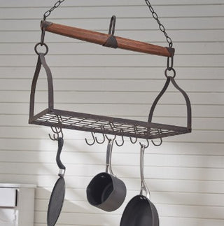 Wood & Iron Yoke Hanging Pot Rack
