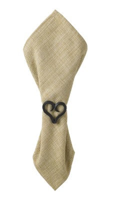 Forged Heart Napkin Ring - Iron Finish  (Set of 4)
