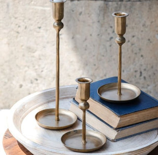 Golden Plate Candle Holders - Set of 3