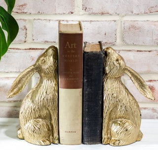 Gold Bunny Book Ends