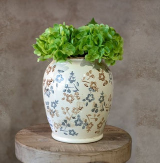 9 " Beige / Blue Floral Pattern Vase