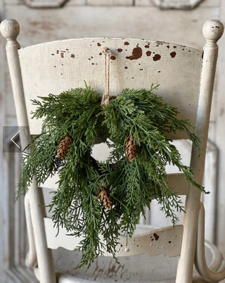 Mini Hanging Real Touch Cedar Wreath - 14 "