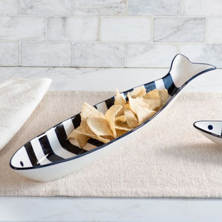 Blue & White Stripe Fish Plate
