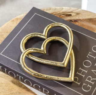 Interlocking Gold Metal Hearts