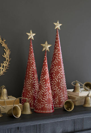 Red & White Christmas Topiaries (Set of 3)