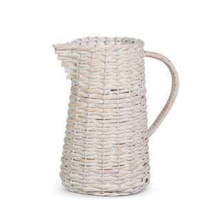 Whitewash Woven Pitcher - 10"