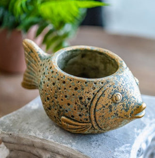 Cement Fish Planter - 7"