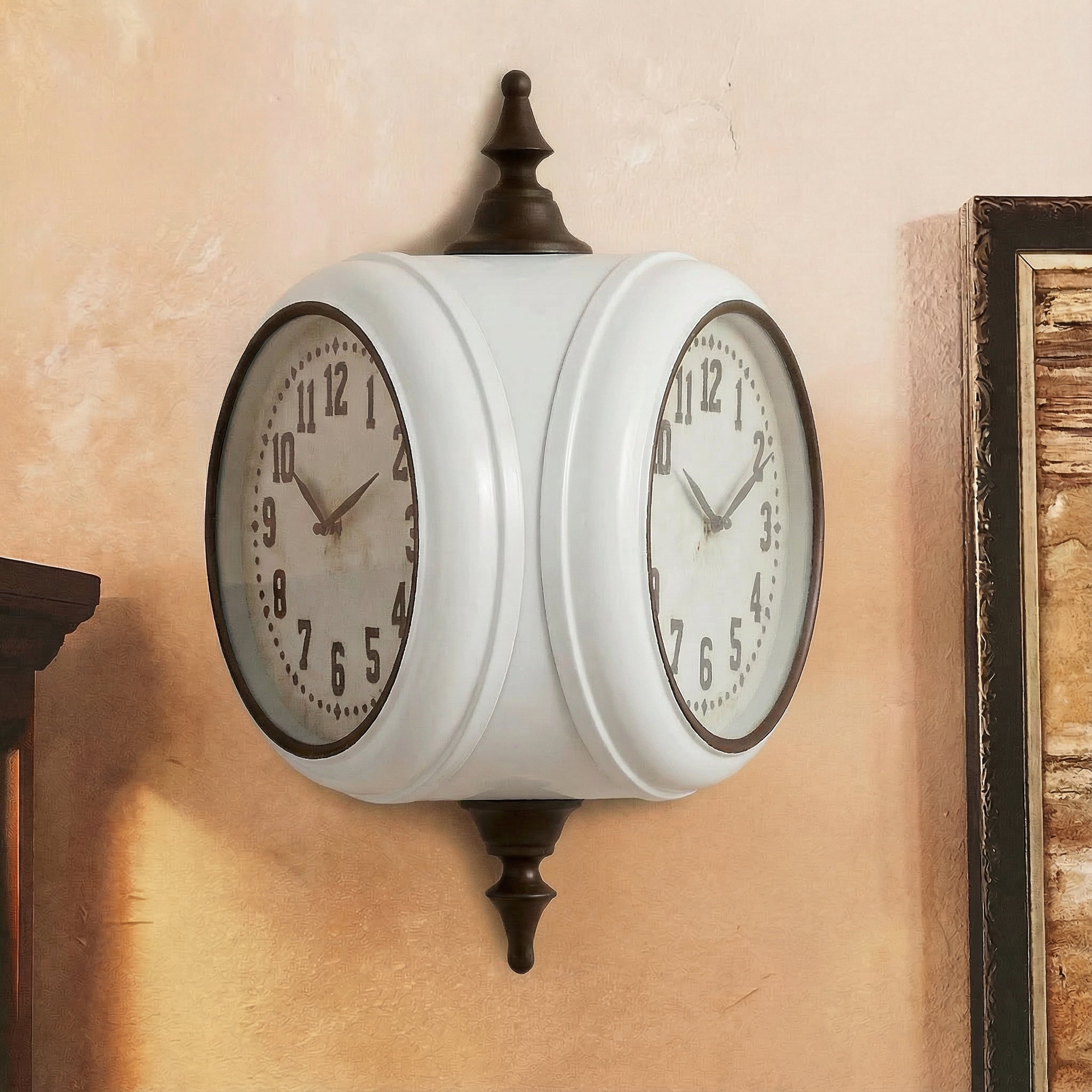 Vintage Inspired Train Platform Double Sided Clock – River Chic Designs, image size:2048x2048