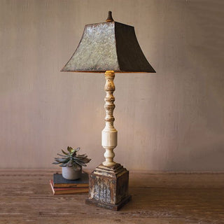 Tall Turned Banister Lamp With Metal Shade