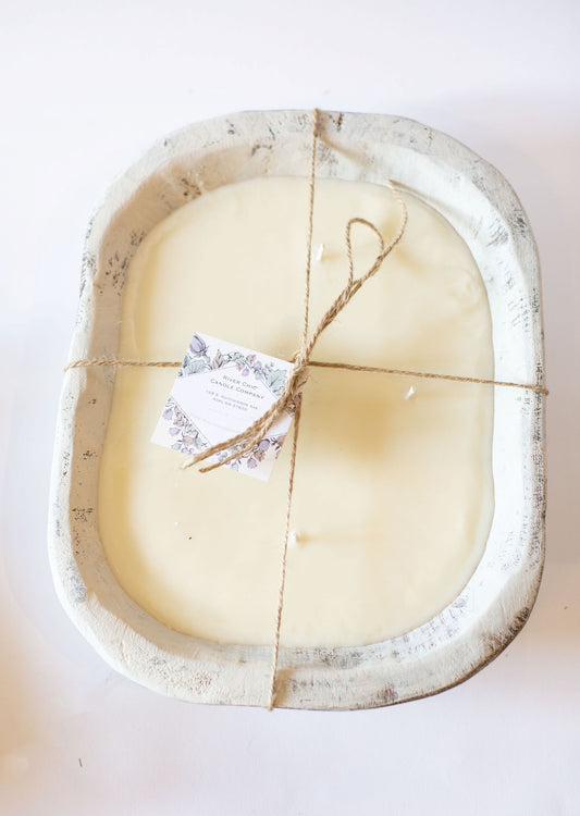 River Chic Candles - 6 Wick (Square) Dough Bowl Candle - White - River Chic Designs