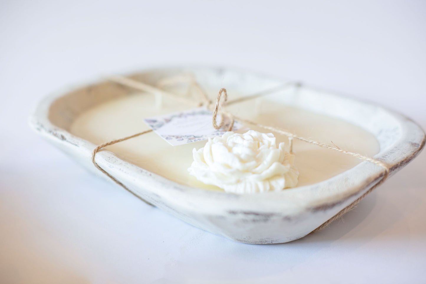 River Chic Candles - 6 Wick (Square) Dough Bowl Candle - White - River Chic Designs