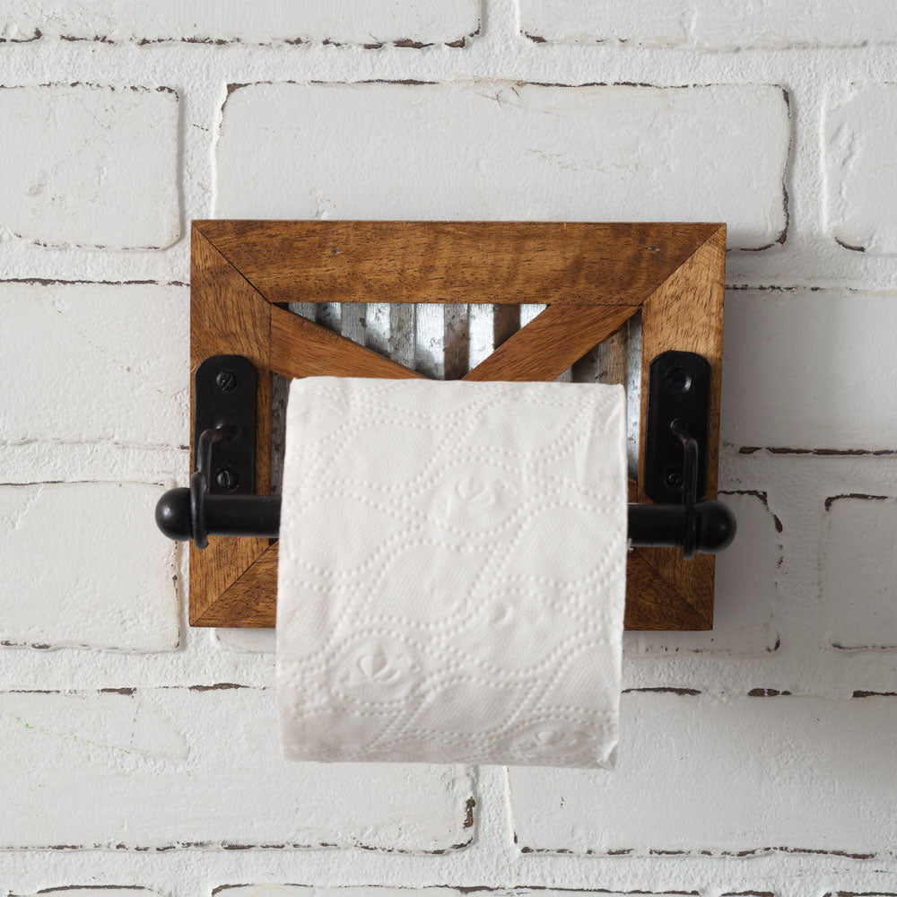 White Enamel Toilet Paper Holder Rustic Wall Mount Hand Towel Bar Farmhouse  Decor