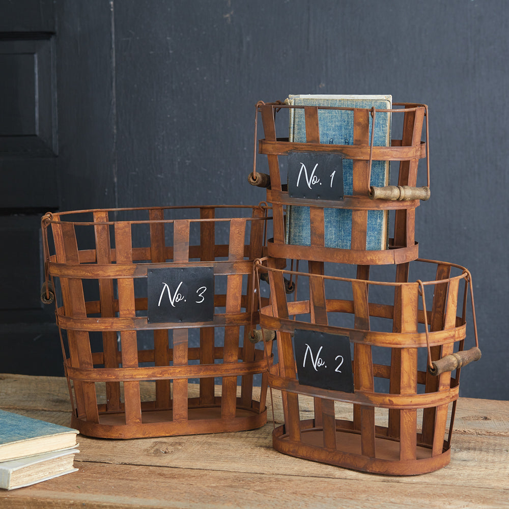 Set of Three Rustic Numbered Baskets - River Chic Designs