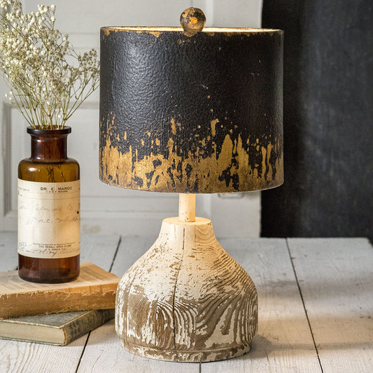 Wood Base Tabletop Lamp with Metal Shade - River Chic Designs