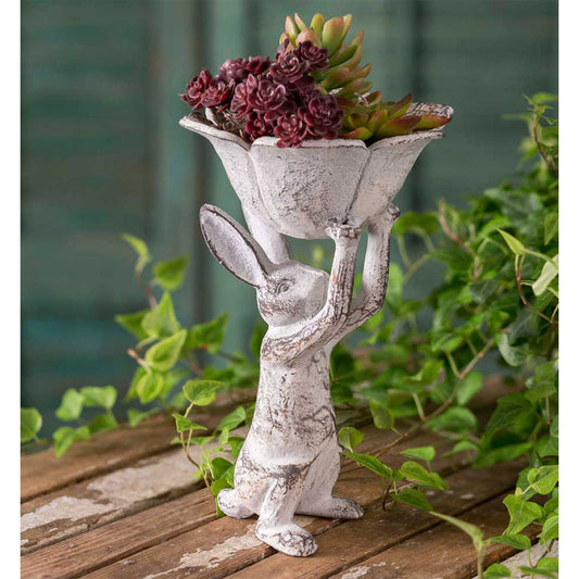 Rabbit with Flower Birdfeeder - River Chic Designs