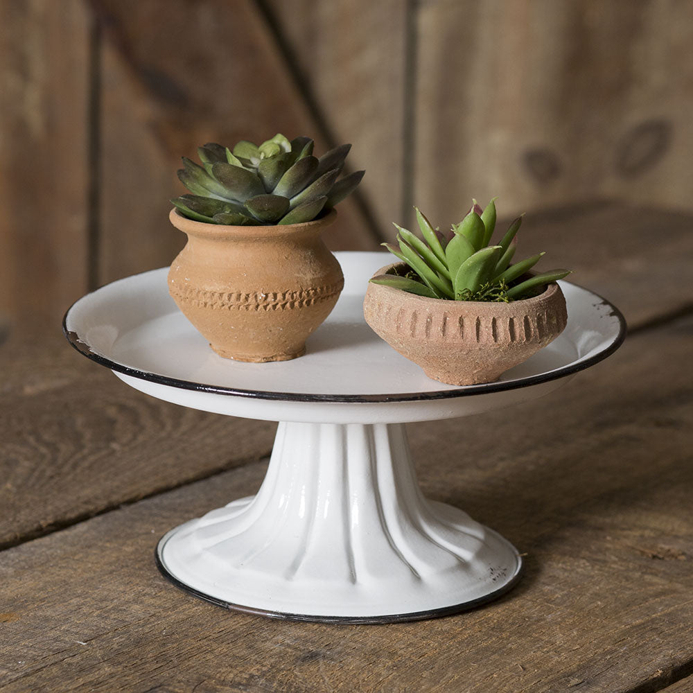 Small Round Pedestal Stand with Black Trim - River Chic Designs
