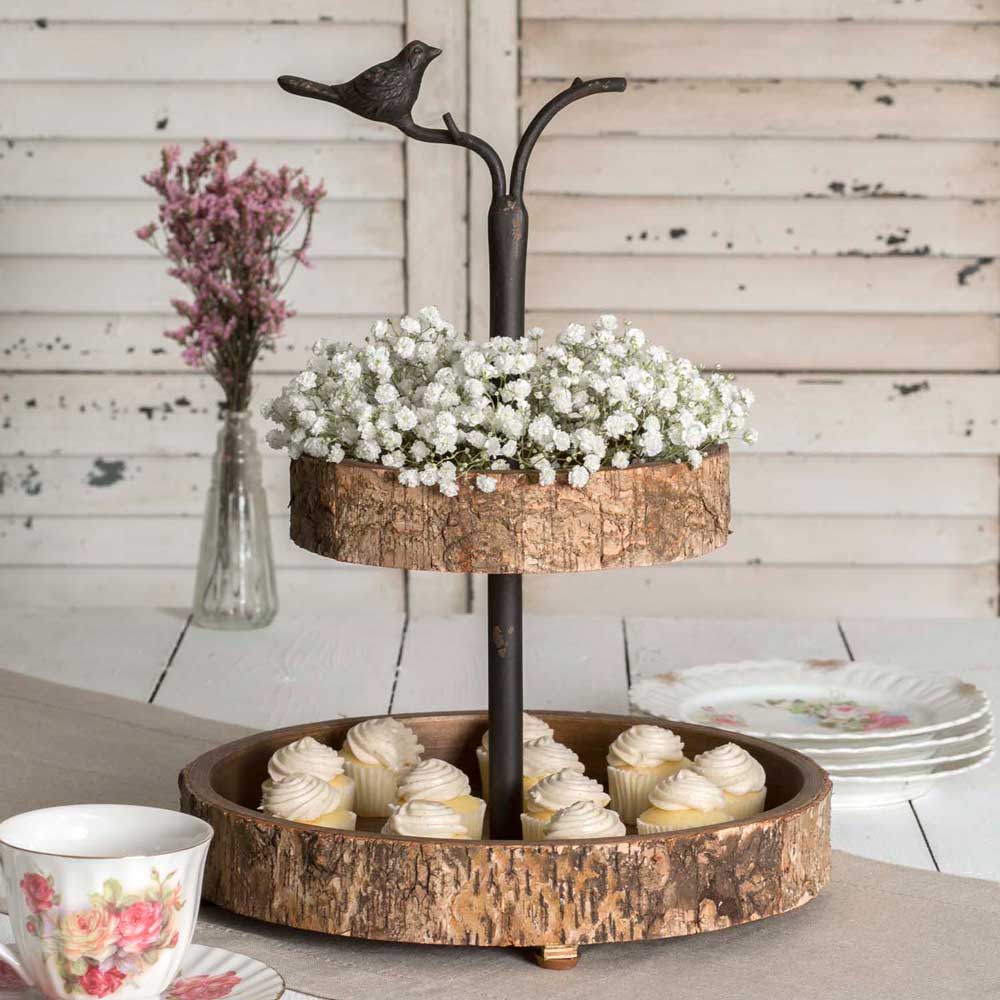 Bird and Birch Two Tiered Tray - River Chic Designs