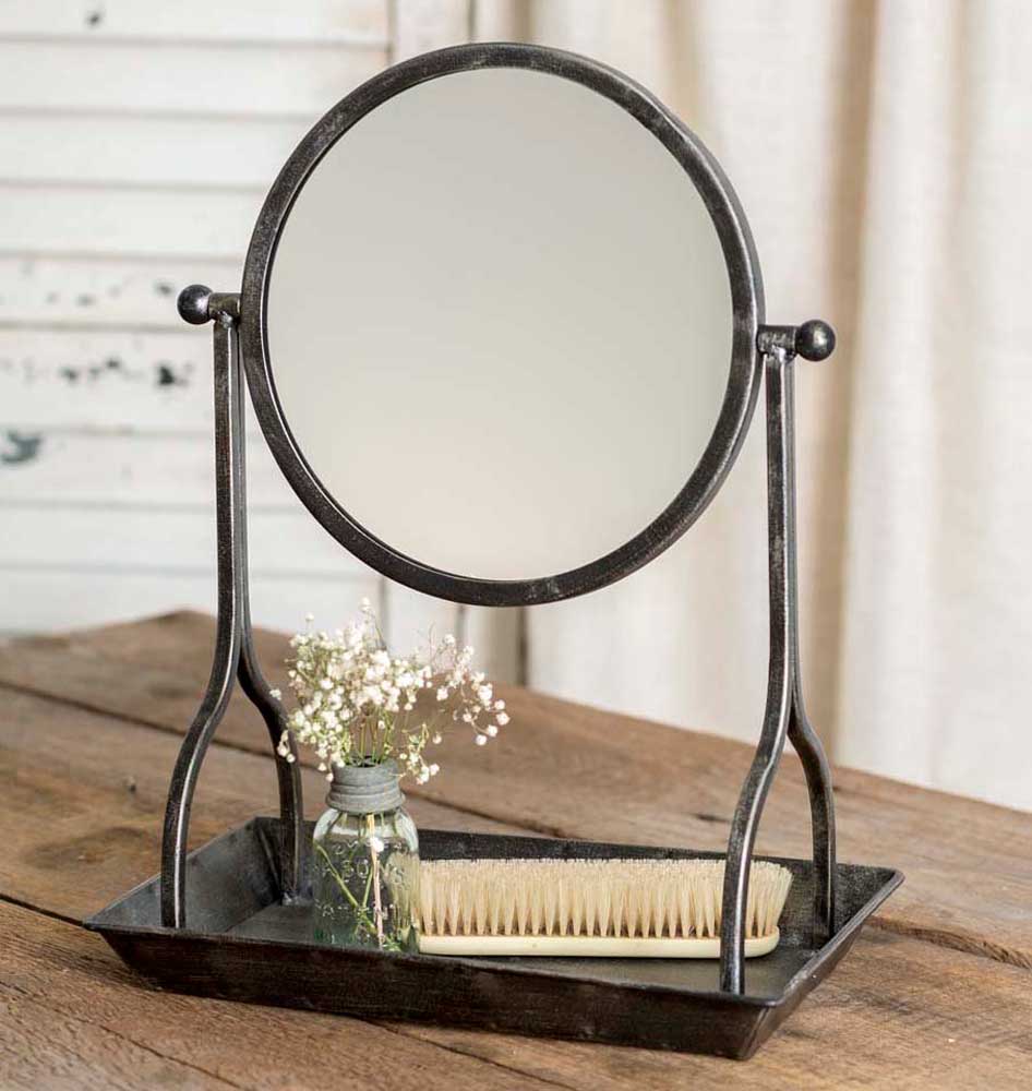 Vanity Tray with Round Mirror - River Chic Designs