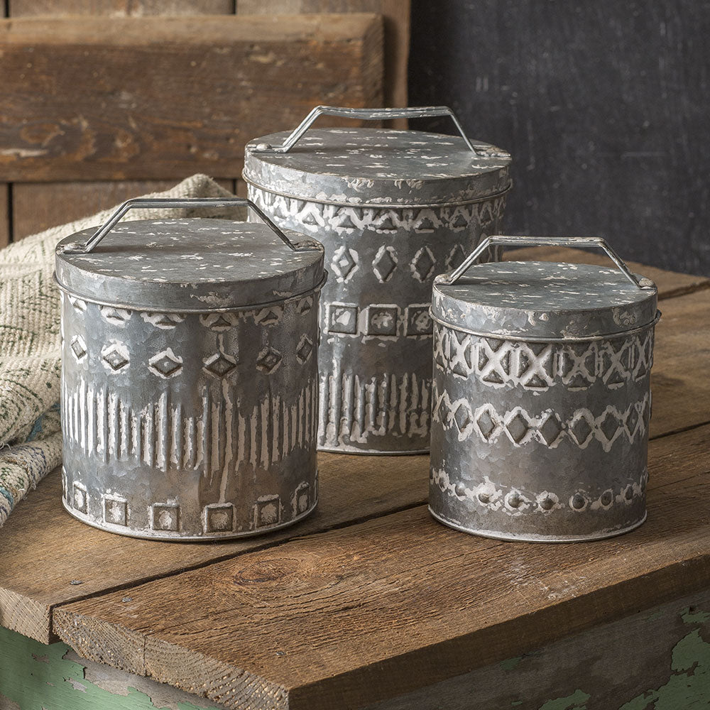 Set of Three Boho Patterned Canister - River Chic Designs