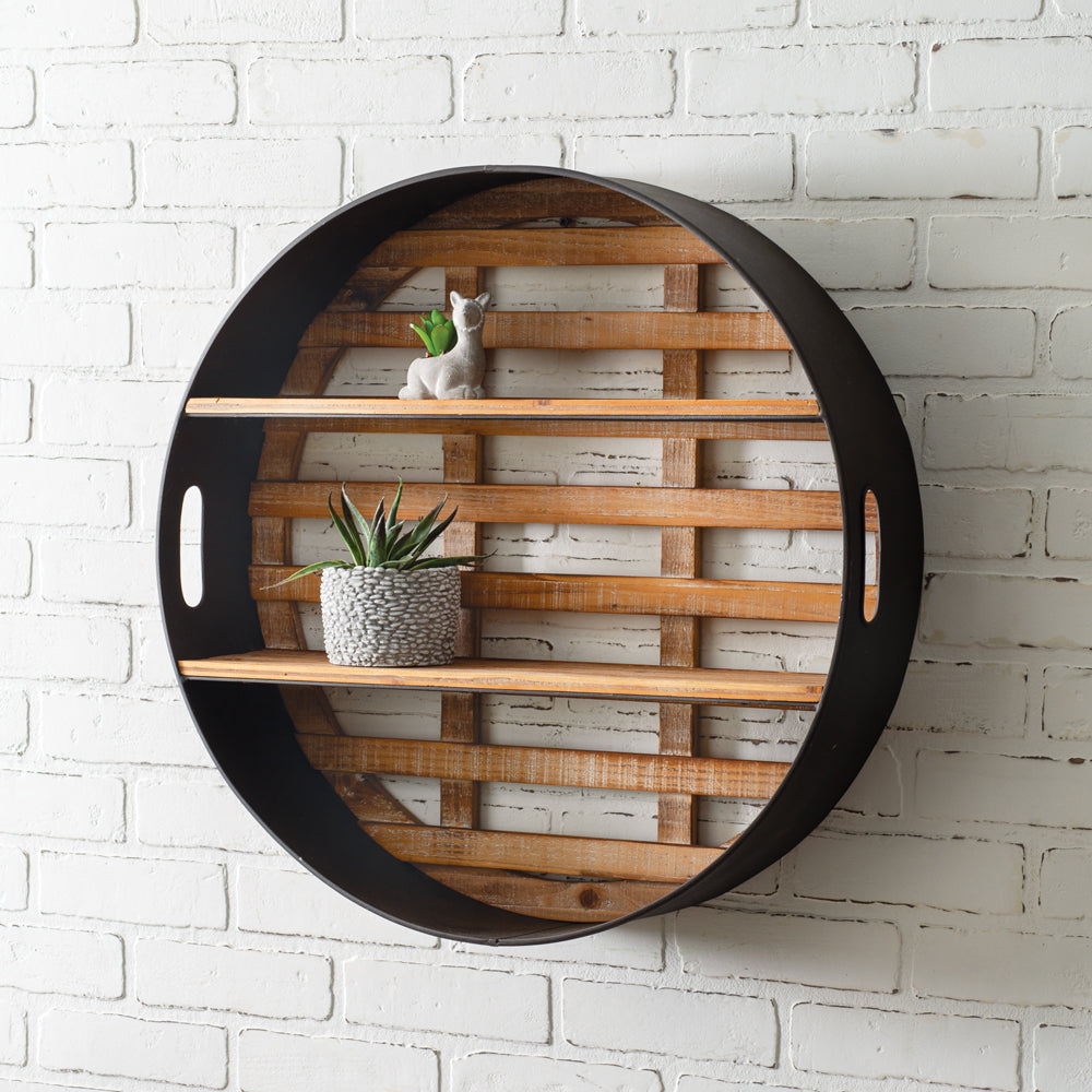 Round Wood and Metal Wall Display - River Chic Designs