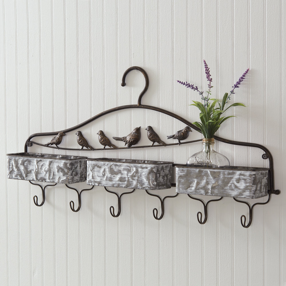 Birds On A Line Six Hook Wall Rack - River Chic Designs